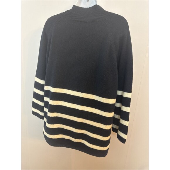Loft Womens Large Stripe Navy White Sweater Buttons‎ Nautical Coastal Preppy - Picture 3 of 8